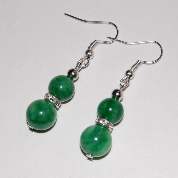 Jade Earrings,Colorful Earrings, Handmade Earrings,Jade Beaded Earrings - Picture 2 of 2